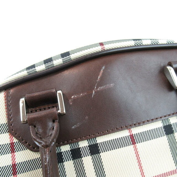 Burberry Nova Check Handbag Canvas Leather Beige Black Bag - Picture 8 of 10